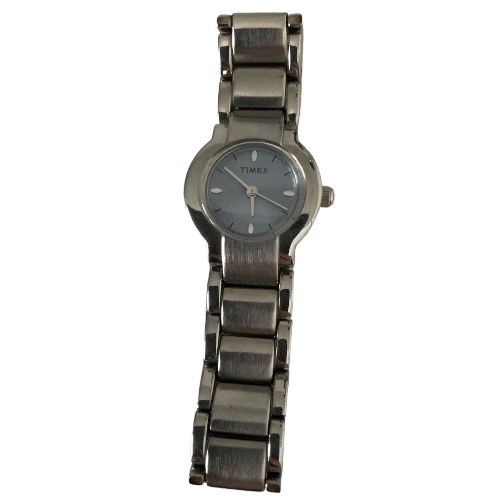 Vintage TIMEX Silver Women’s Stainless Steel Blue Face Watch